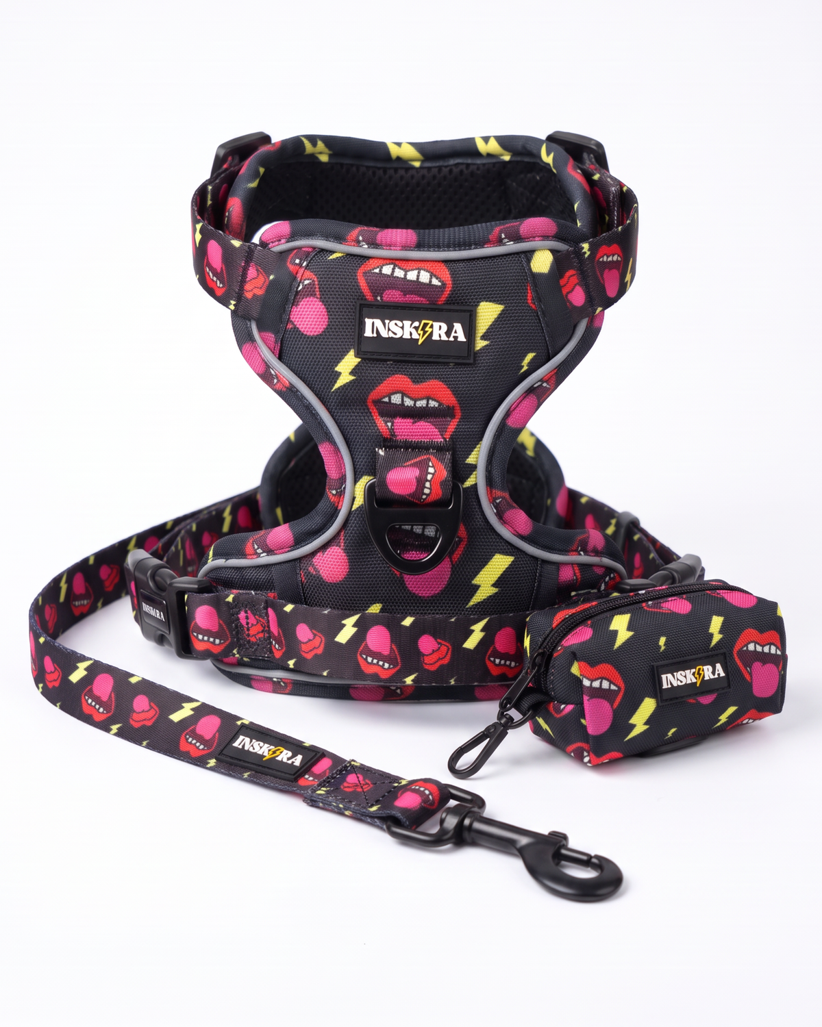 Pack Arnés INSKIRA Rock Edition con Correa y Porta Bolsas
